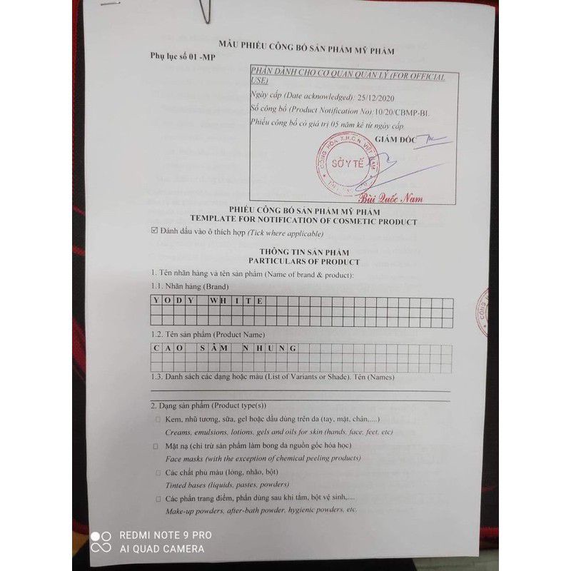 Kem cao sâm nhung yody white Phương Anh phục hồi da sau tái tạo