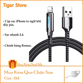 Cáp sạc iphone Remax Rc-123i dây sạc nhanh tự ngắt khi sạc đầy cho iphone- Chính hãng Remax