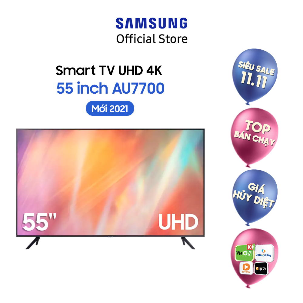 [Shopee voucher ELSS1725 giảm 8% CAP 2TR] Smart Tivi Samsung Crystal UHD 4K 55 inch UA55AU7700KXXV - Miễn phí lắp đặt | BigBuy360 - bigbuy360.vn