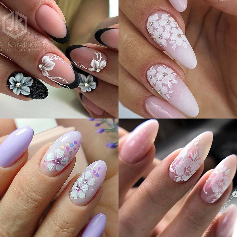 BORN PRETTY Hình dán nghệ thuật làm móng Hoa trắng trang trí móng tay