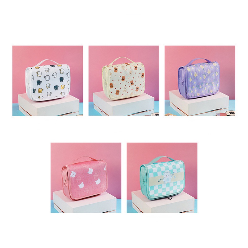 Túi Đựng Đồ Trang Điểm Ướt Và Khô Có Móc In Họa Tiết Hoạt Hình