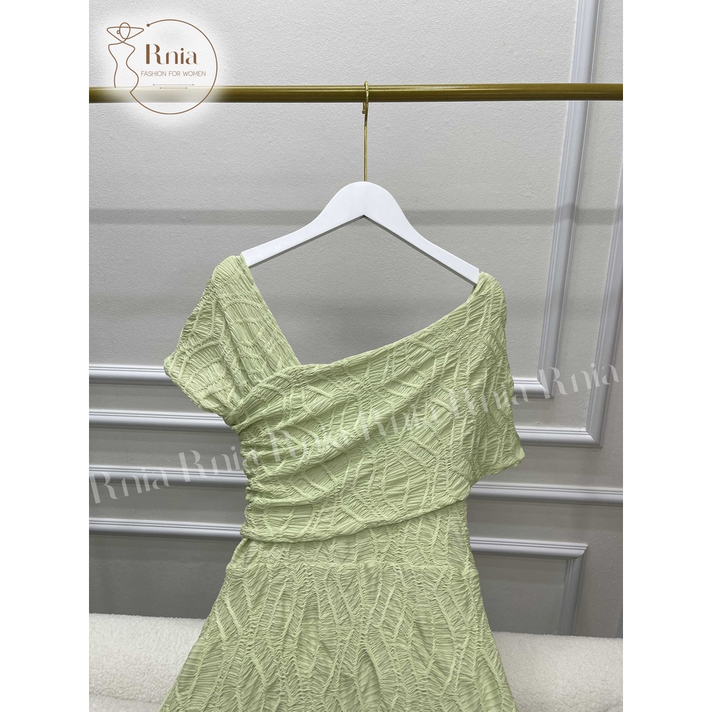 Đầm Vai Lệch Xòe Chất Thun Gân RNIA D2259