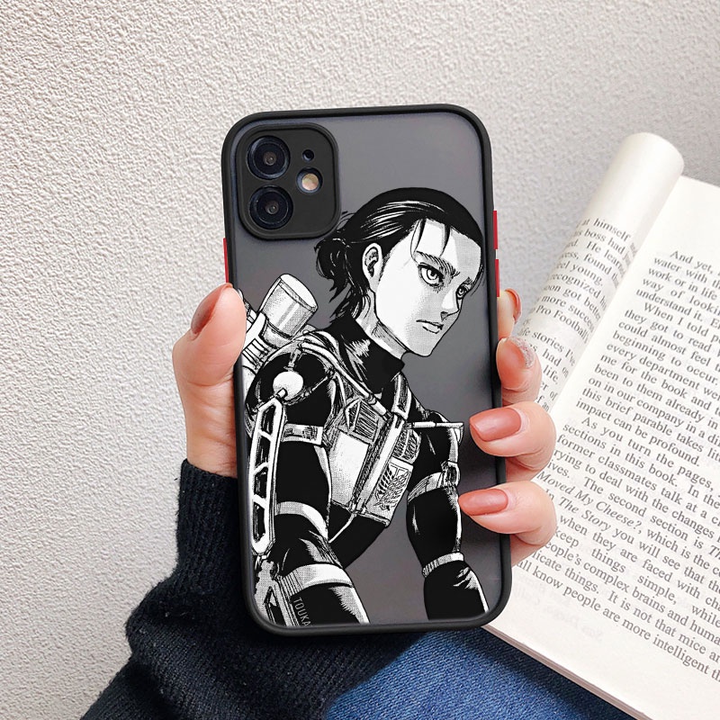 Ốp Điện Thoại Nhựa PC Cứng Mặt Nhám Hình Anime Attack On Titan Cho iPhone 12 mini 13mini SE 2022 14 Pro Max XR
