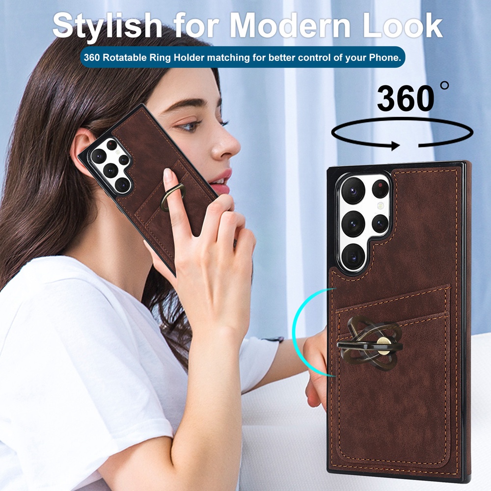 Ốp Điện Thoại Da Có Ngăn Đựng Thẻ Và Giá Đỡ Kim Loại Cho Samsung Galaxy Note 20 Ultra S20 FE Note 10 Plus A12 A13