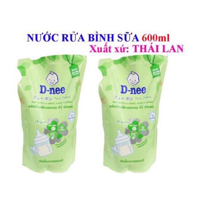 DATE mới - Nước Rửa Bình Sữa Dnee túi 600ml Chính Hãng Thái Lan Loại Oganic