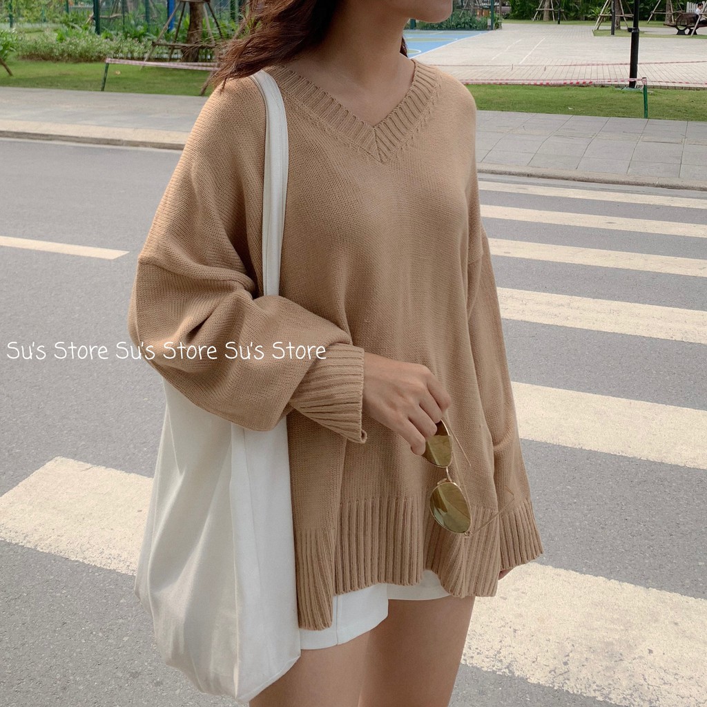 Áo len trơn cổ tim form rộng A1085 SUSTORE | BigBuy360 - bigbuy360.vn