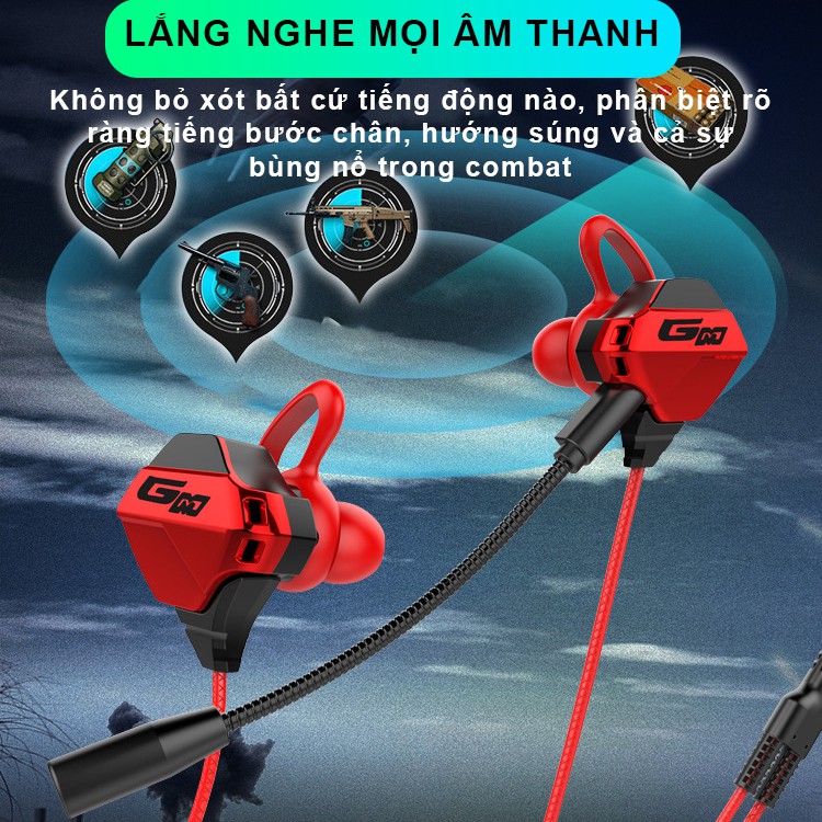 Tai nghe gaming cho điện thoại MEMO G-Pro chơi game Pubg FF Tốc Chiến có mic 10cm - Chính Hãng