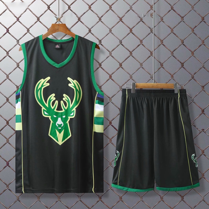 Bộ quần áo bóng rổ NBA - Milwaukee Bucks - Bộ đồ bóng rổ trơn không số hàng đẹp