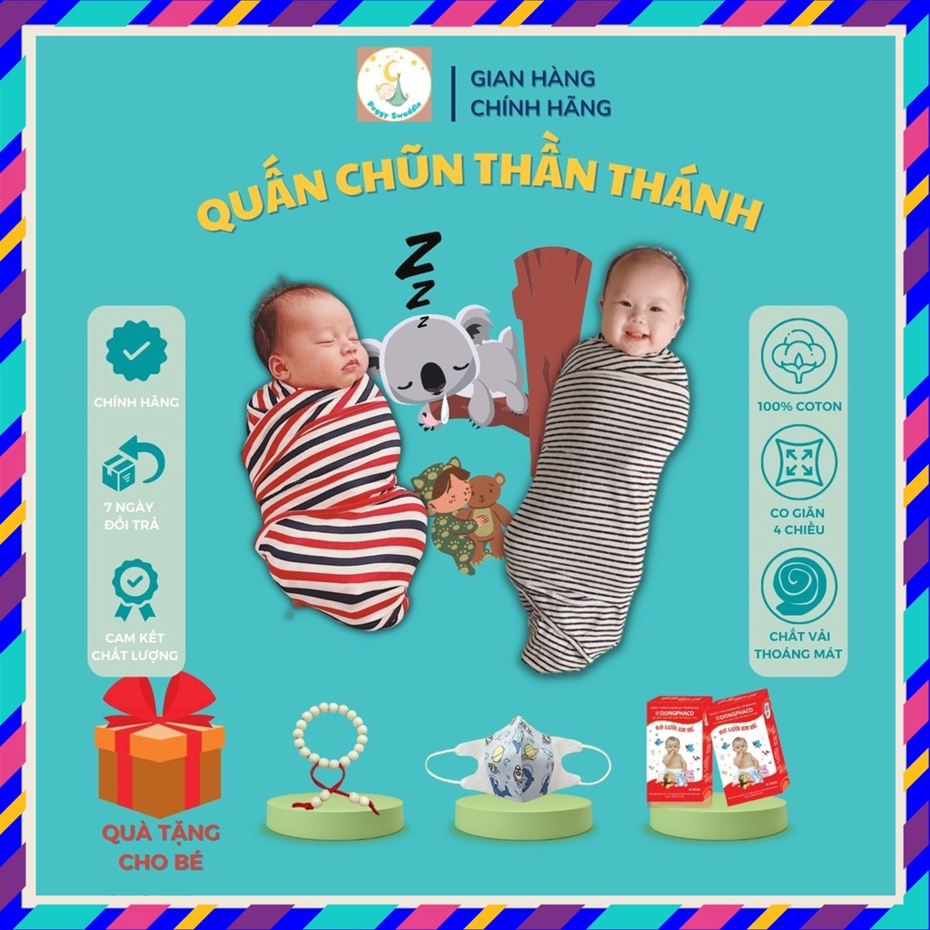 (HCM) Quấn Chũn Cocoon Cho Bé Sơ Sinh Giúp Ngủ Ngon Giảm Giật Mình, Quấy Khóc Co Dãn 4 Chiều
