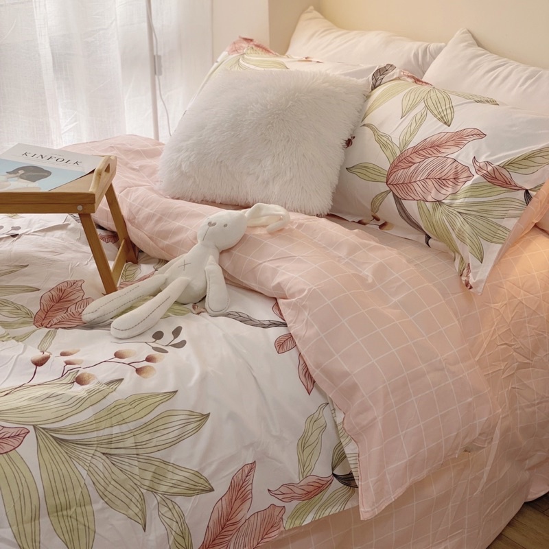 Bộ chăn ga gối Cotton Poly hoạ tiết hoa bằng lăng màu hồng MÂY BEDDING đủ kích thước nệm