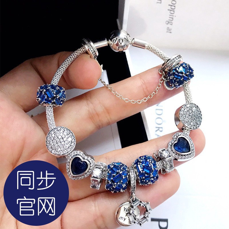 Bộ Vòng Tay Mạ Bạc 925 Hình Bông Tuyết Đính Pha Lê Màu Xanh Dương Làm Quà Tặng Sinh Nhật Mới0215631 Aa03564sfsd