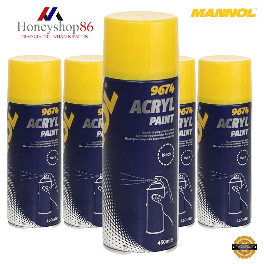 Sơn Mâm Xe Chống Trầy MANNOL9674 | 9675 | 9676 – 450ML Acryl Paint Black/ Chrome/ Silver (Màu Đen/ Chrome/ Bạc)