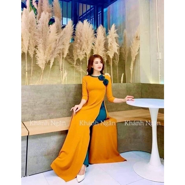 Áo dài đẹp phối hoa chất Lụa mỹ - lụa bảo anh đẹp xuất sắc, sang trọng
