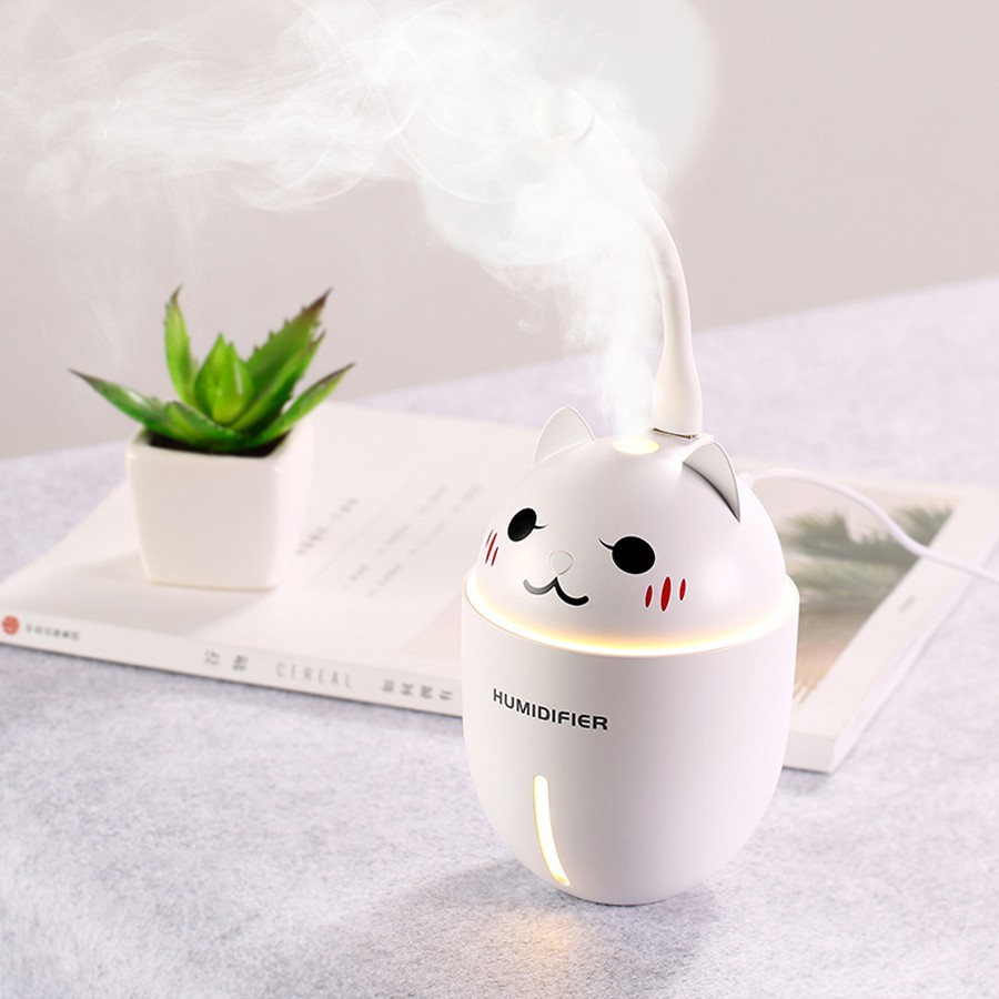 [Mã ELORDER5 giảm 10K đơn 20K] Máy phun sương tạo độ ẩm mèo, khuếch tán tinh dầu kèm đèn Led và quạt mini siêu Cute