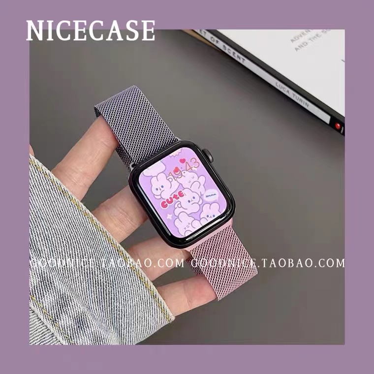 Dây Đeo Nam Châm Bằng Thép Không Gỉ 44mm 40mm 45mm 41mm 42mm 38mm Cho iWatch serie 3 4 5 6 se 7