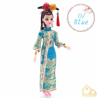 Bộ sườn xám cổ trang + cài tóc xinh xắn cho búp bê 30CM