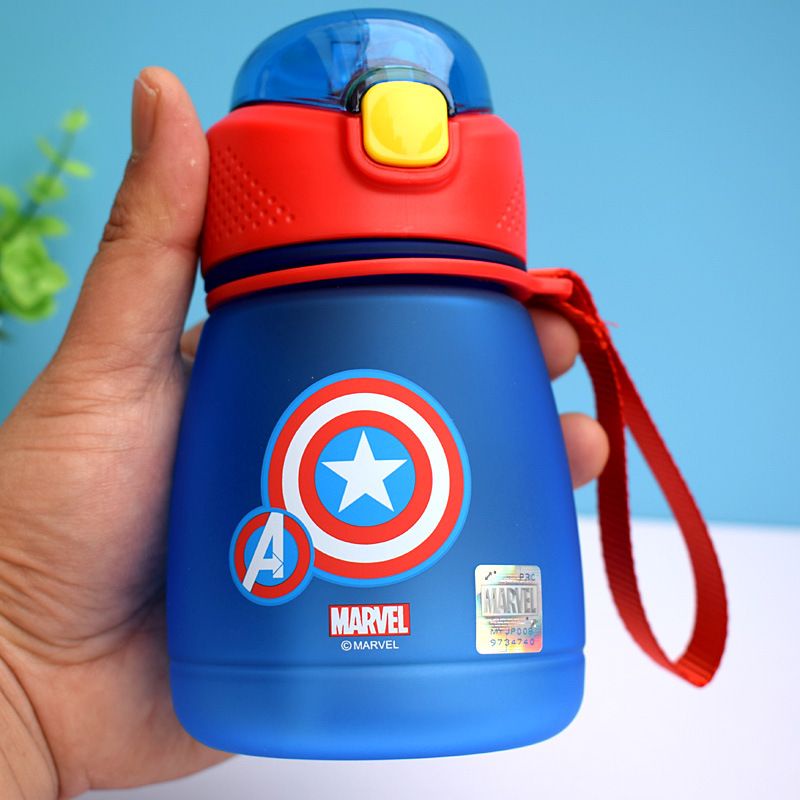 (Có sẵn) Bình nước Siêu Anh Hùng Marvel, bình nước Người Nhện Captain Disney dành cho bé đến trường
