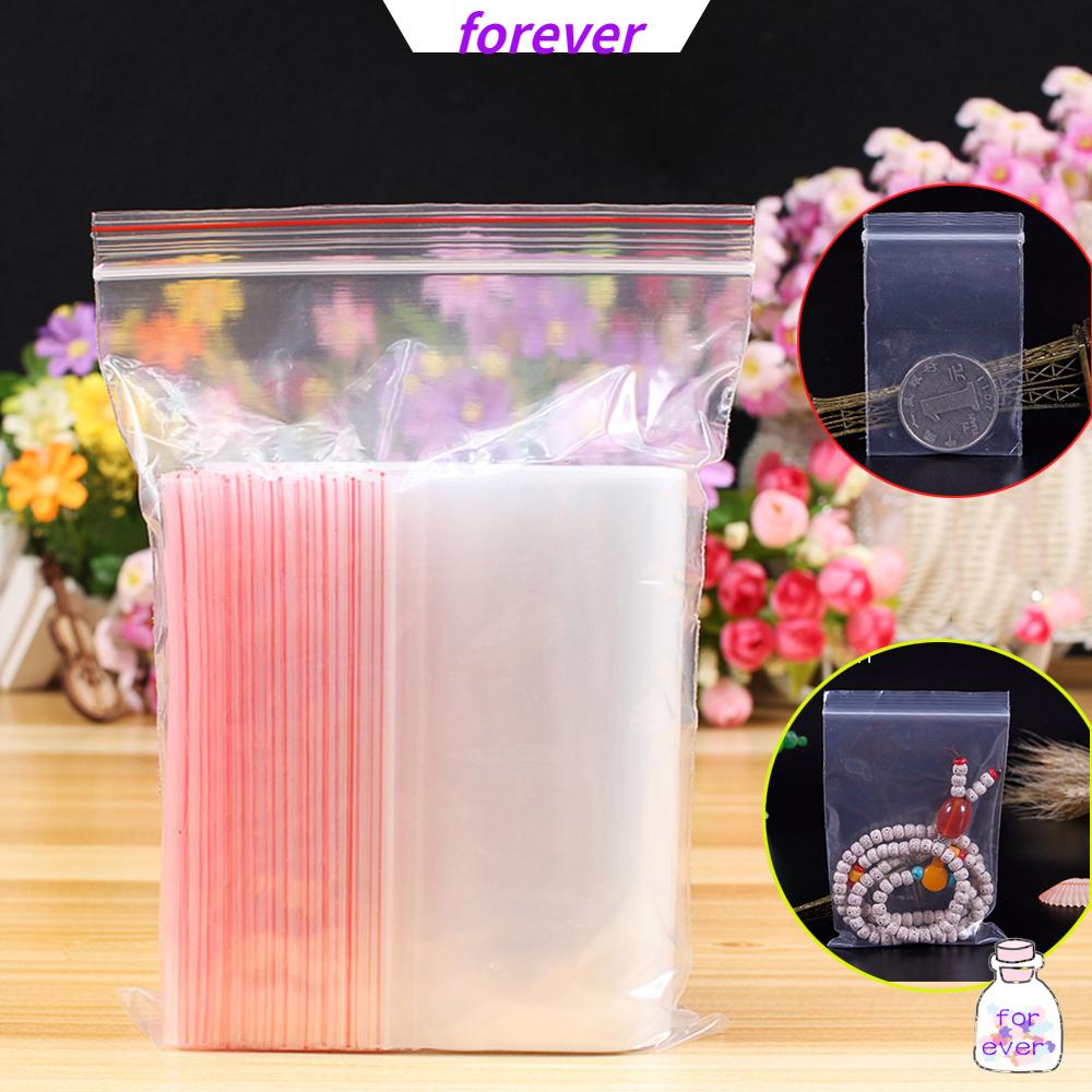 Set 100 Túi Zip Mini Bằng Nhựa PE Trong Suốt Tự Dính Có Thể Đóng Lại Cho Nhà Ở