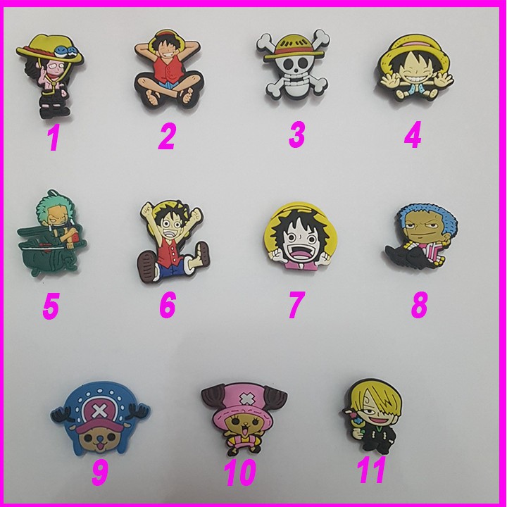 Jibbitz Sticker trang trí dép Cros hình Onepiece Vua Hải Tặc Độc Đáo