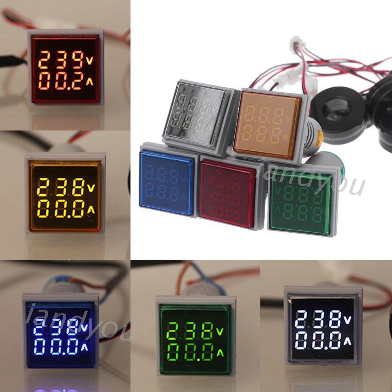 Vôn kế ampe kế điện tử hình vuông có đèn Led