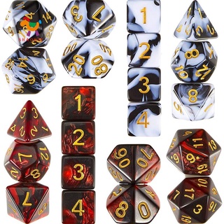 Set 2 bộ xúc xắc đa diện đa diện kèm túi dây rút dùng để chơi game dnd rpg mtg