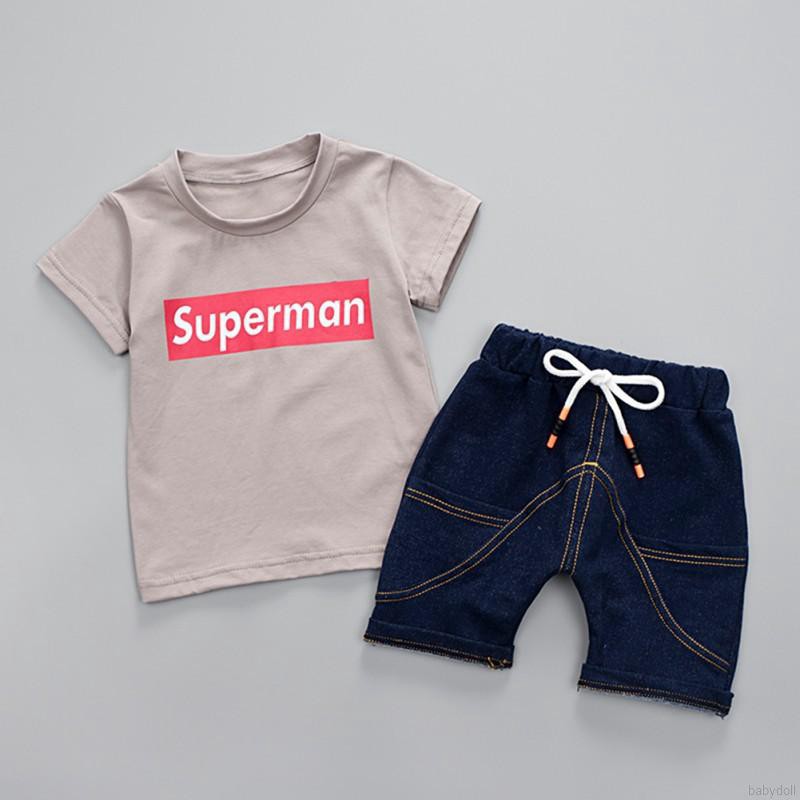 Set Áo Thun 3 Lỗ &amp; Quần Short Jeans Cho Bé Trai