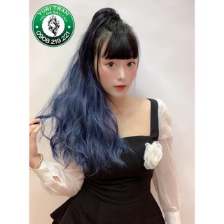 [Ảnh thật 100%] Tóc giả Yuri chính hãng (Tóc ngoặm ombre xanh coban)