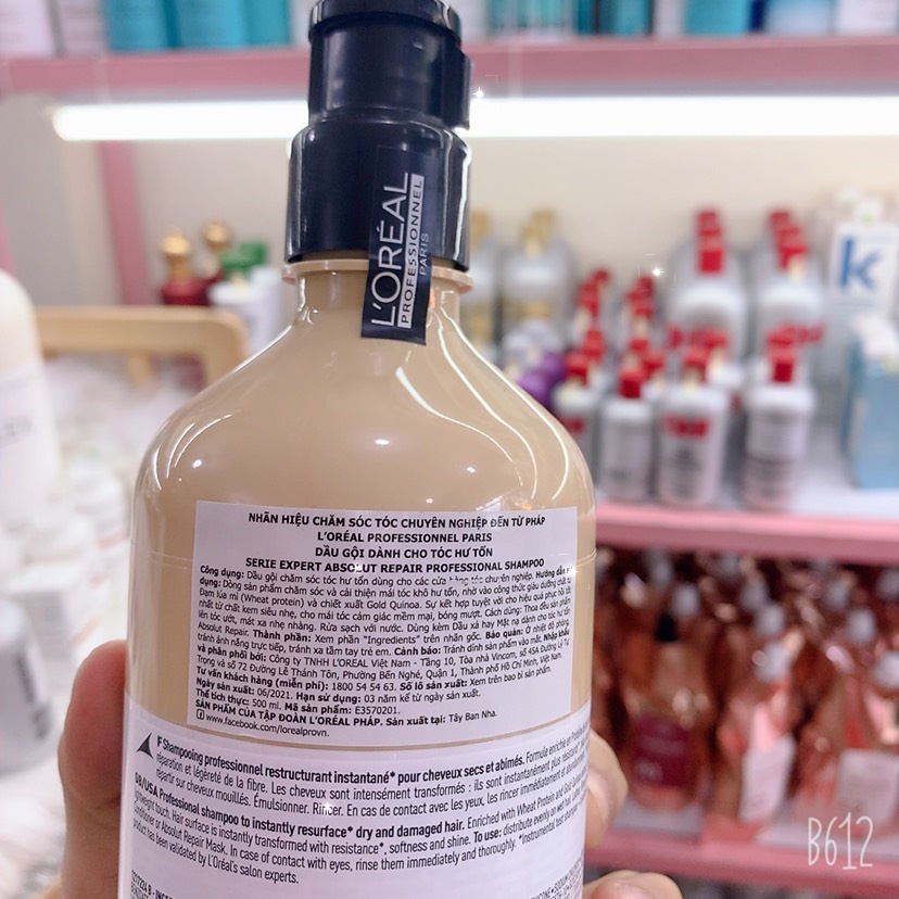 Dầu gội + Dầu xả phục hồi tóc hư tổn Loreal Serie Expert Absolut Repair Protein 200ml/300ml/500ml/750ml/1500ml