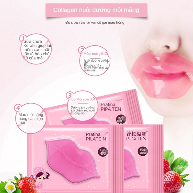 Mặt nạ môi tinh thể collagen 7g / miếng dưỡng ẩm nuôi dưỡng da môi giữ ẩm cho môi