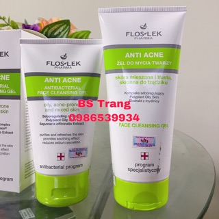 Sữa Rửa Mặt Dạng Gel Cho Da Nhờn Mụn Floslek Anti Acne Bacterial Face Cleansing Gel 200ml