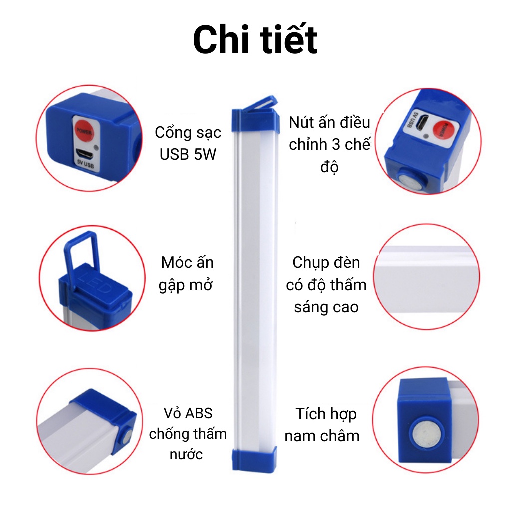 Đèn led tích điện NHẬT PHONG công suất 20W,40W,60W có 3 chế độ sáng, nam châm gắn 2 đầu bảo hành 6 tháng