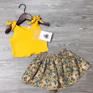 Bộ 2 dây cotton đũi bé gái