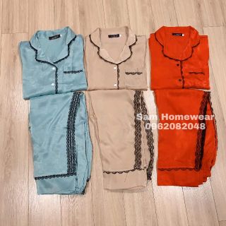 Bộ ngủ lụa trơn viền ren - NOHK
