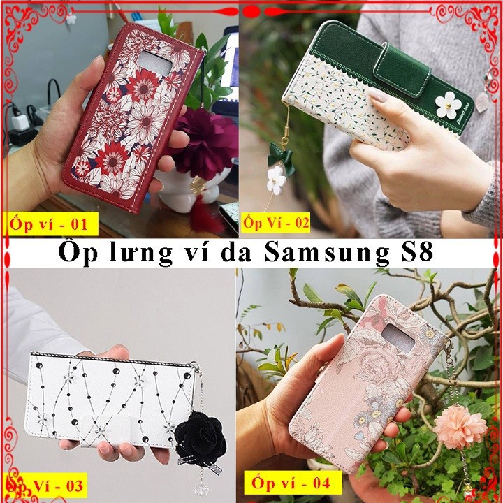 Bao da Samsung S8, 📢FREE SHIP📢 ốp lưng bao da samsung s8 kiêm ví đựng tiền, thẻ, card...tiện lợi