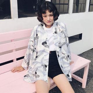 Áo Khoác Kimono Tay Dài Họa Tiết Hoa Xinh Xắn Cho Nữ