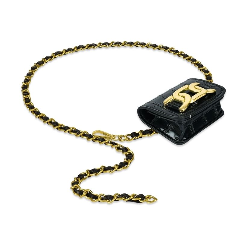 Túi Đeo Hông Hình Vuông Cỡ Nhỏ Phối Dây Đeo Sợi Xích Thời Trang Cho Nữ