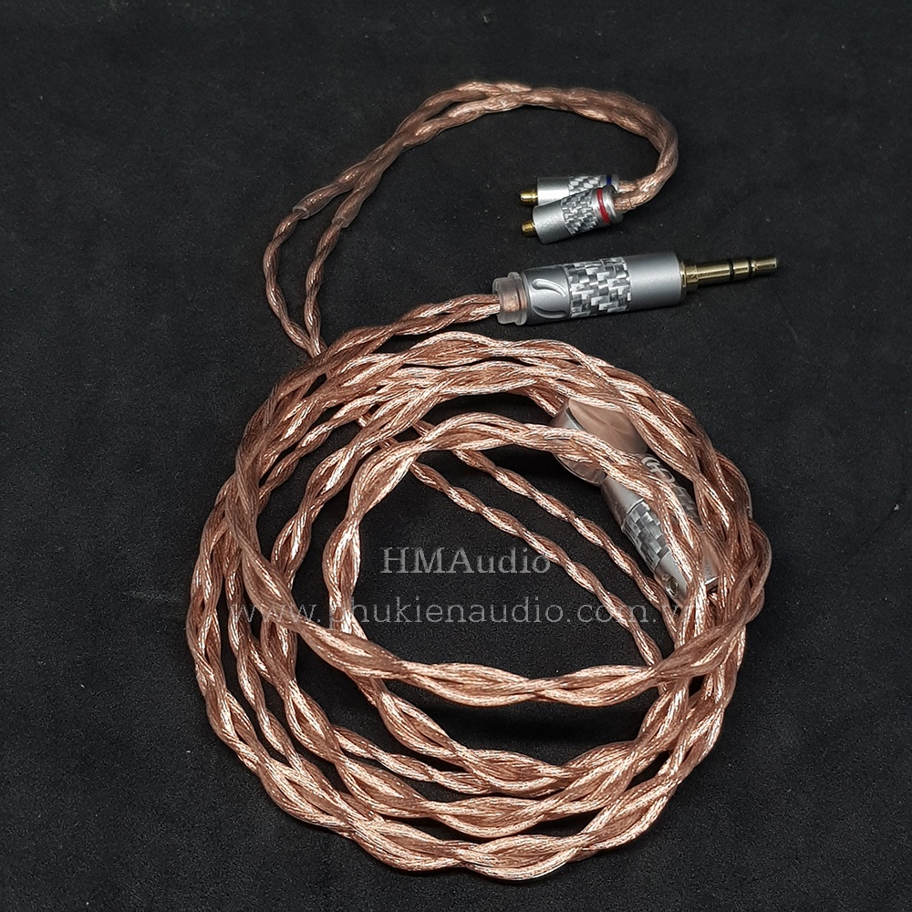 Dây tai nghe đồng 7NOCC Litz 23AWG 1.25mm tết 4 - Connector MMCX mạ vàng