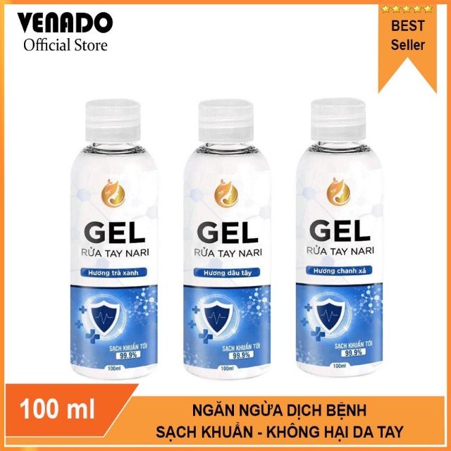 gel nước rửa tay kháng khuẩn 99,9% cao cấp NARI công nghệ nhật bản bảo vệ khỏi vi khuẩn chai 100ml