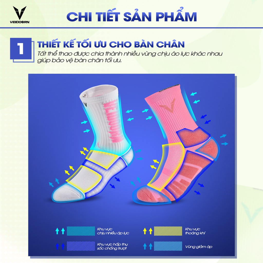 Tất Nam Nữ Cổ Cao Veidoorn Chất Đẹp Có Đệm Chuyên Dụng, Thoáng Khí VT007 - AMBERVIETNAM