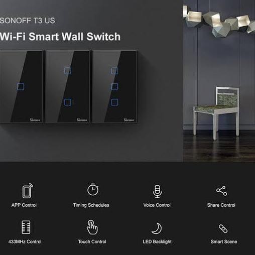 Công Tắc Thông Minh V8 Sonoff Tx T3 Us 1 2 3 Gang Touch Wifi & Rf 433mhz