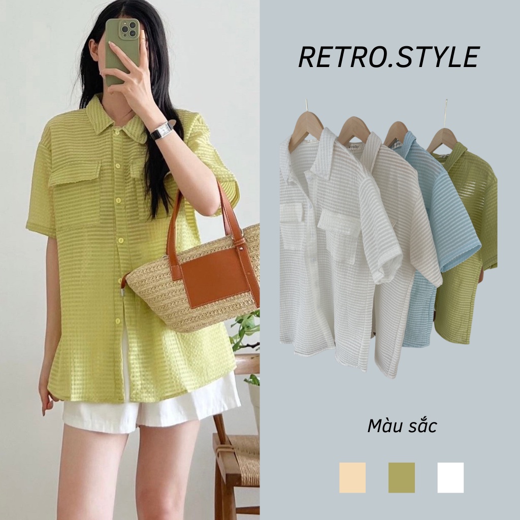 Áo sơ mi cộc tay kẻ nổi 2 túi trước 30Aosomilencotui