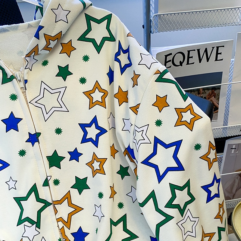 ZHELIHANGFEI Áo Hoodie Tay Dài Dáng Rộng In Họa Tiết Thời Trang Dễ Phối Đồ