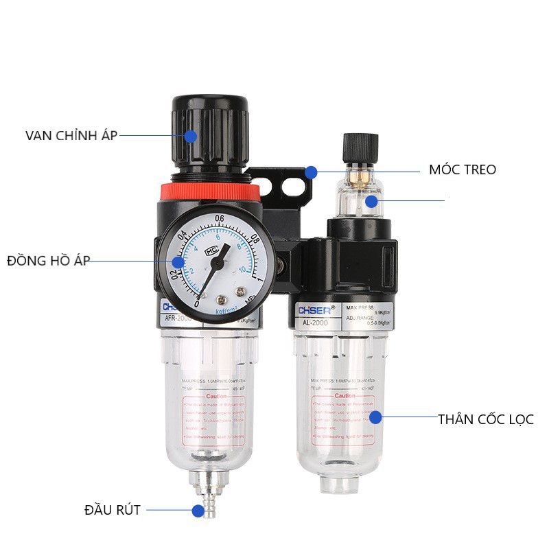 Cốc Lọc Khí Loại Nhỏ Và To Dùng Cho Máy Cắt Nhôm, Máy Dùng Khí Nén