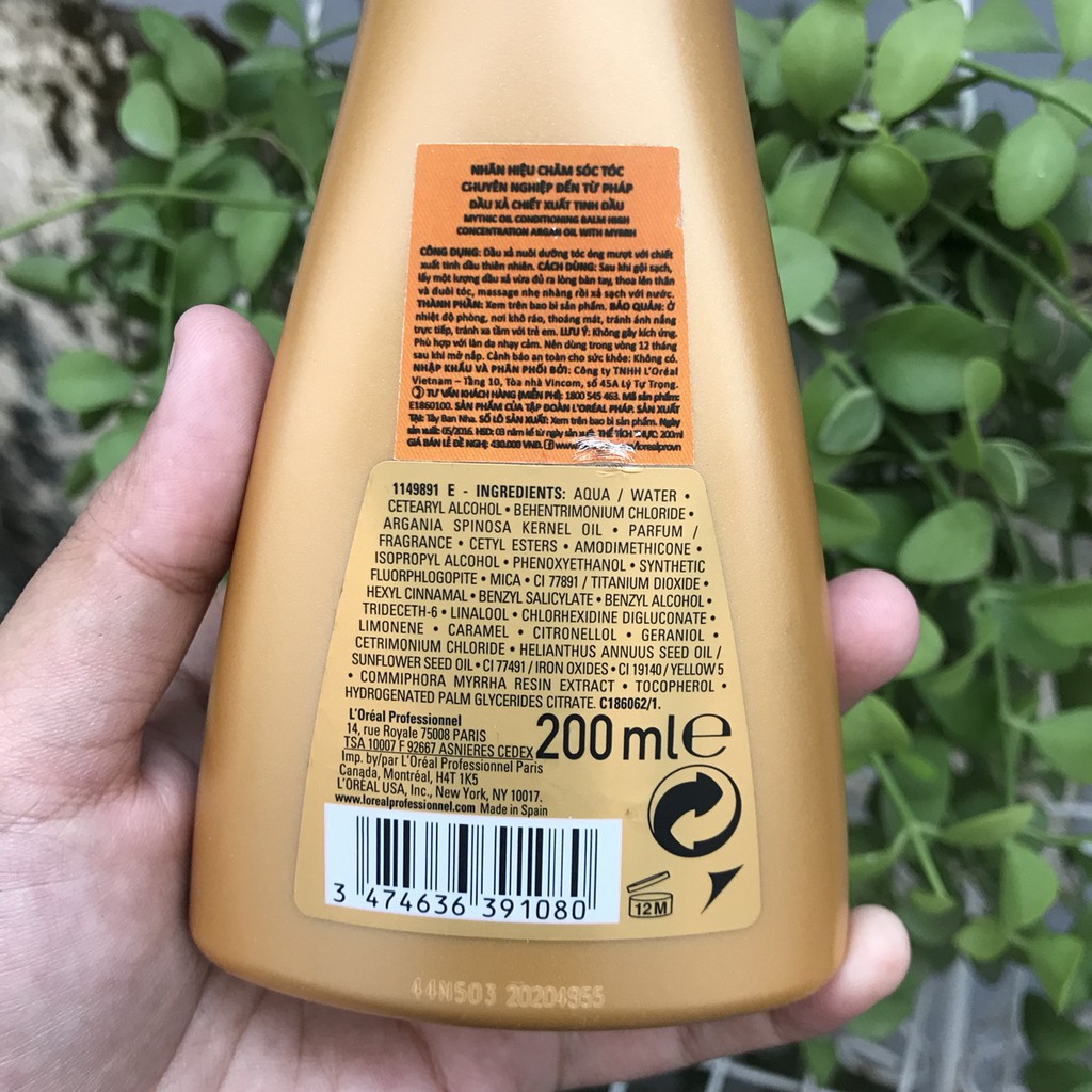 🇫🇷L'oreal🇫🇷 Dầu xả nuôi dưỡng tóc Loreal Mythic Oil Conditioner 200ml