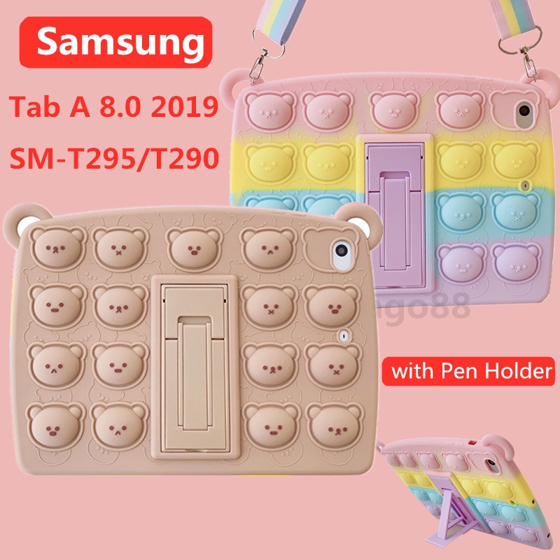 Ốp máy tính bảng chống sốc có dây đeo và ngăn đựng bút cho Samsung Tab A 8.0 2019 SM-T295 T290