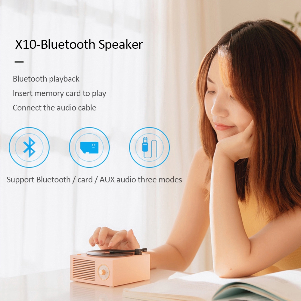 Retro Bluetooth Wireless Speaker Nostalgic Record Player bluetooth speaker rotating mini cd can remove Desktop Wireless Multi-function Mini Portable Speaker Creative Birthday Gift XSC Audio