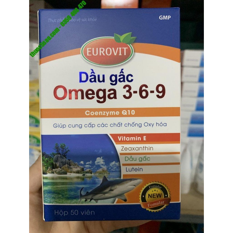 [GIÁ GỐC] Dầu gấc Omega 3-6-9 EUROVIT bổ mắt đẹp da (Hộp 50 viên)