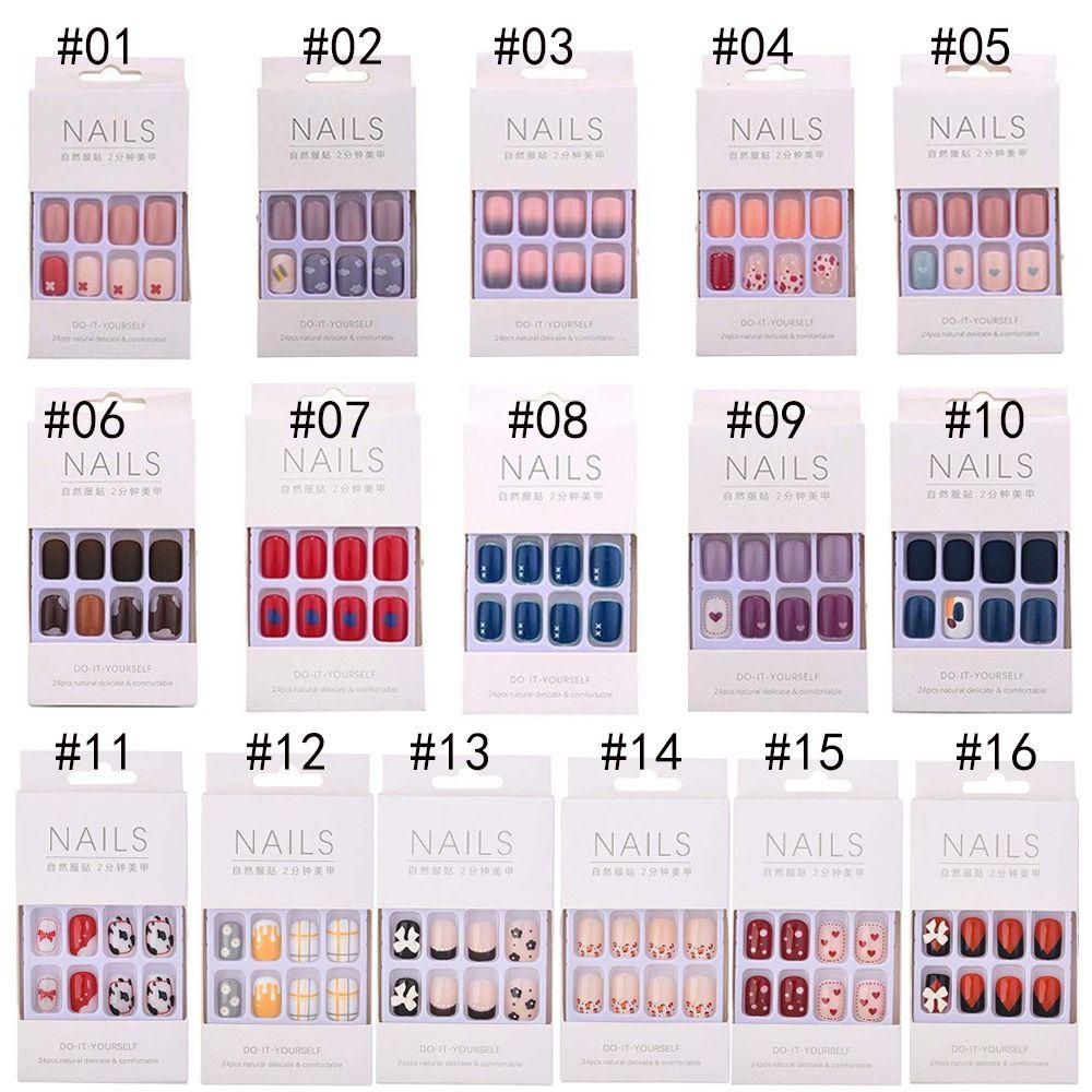 OCEANMAP Móng Tay Giả Ngắn Dạng Nhấn Dễ Tháo Rời DIY