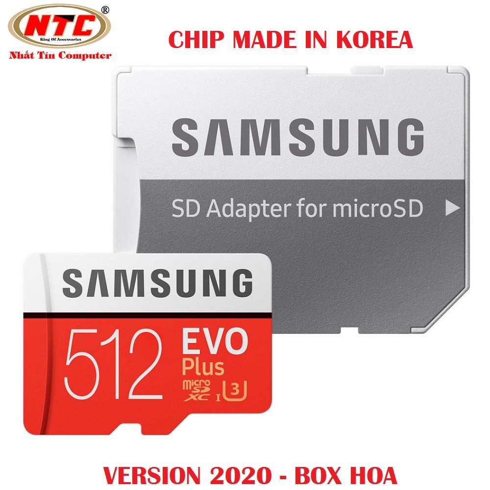 Thẻ nhớ MicroSDXC Samsung Evo Plus 512GB U3 4K R130MB/s W90MB/s kèm Adapter box HOA new 2022 (trắng)