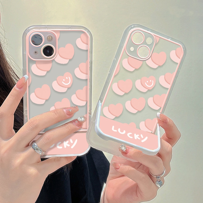 Ốp Điện Thoại TPU Silicon Mềm Trong Suốt Có Giá Đỡ Hình Trái Tim Cho IPhone 13 Pro MAX 12 11 Pro 7 8 Plus SE 2020 X XS MAX XR 6 6S